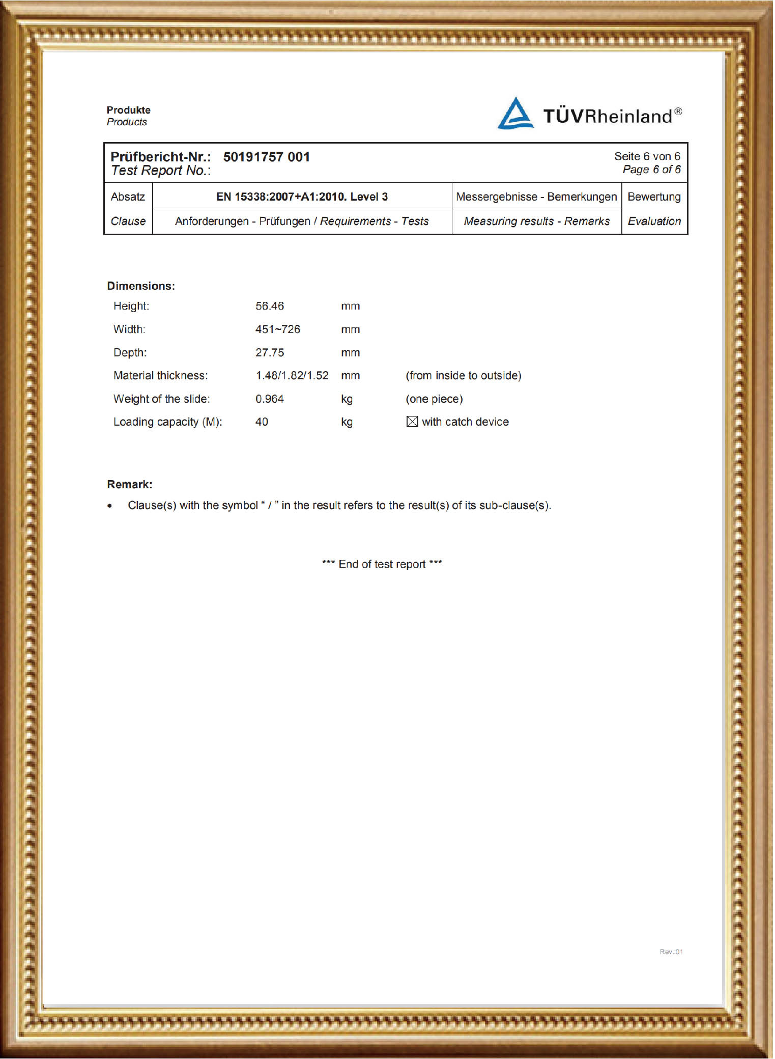 Reggar Drawer System Test Report — Reggar D-Box Drawer(6)