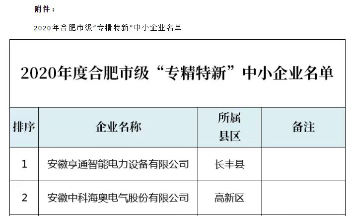 重大喜讯：安博官方（中国）总部荣获2020年度合肥市“专精特新”企业称号